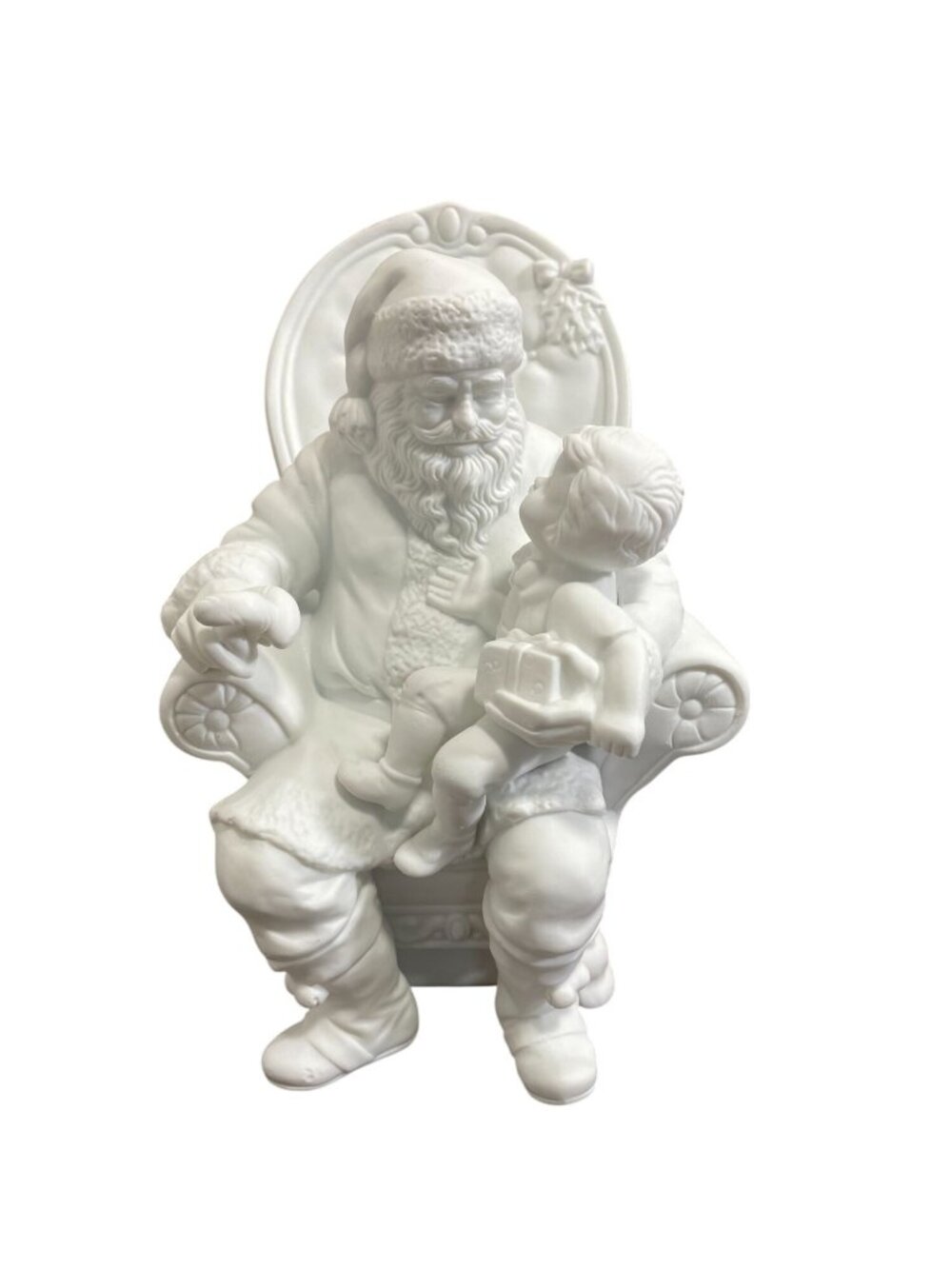 Vintage Dept 56 Winter Silhouette A Visit With Santa White Bisque Figurine